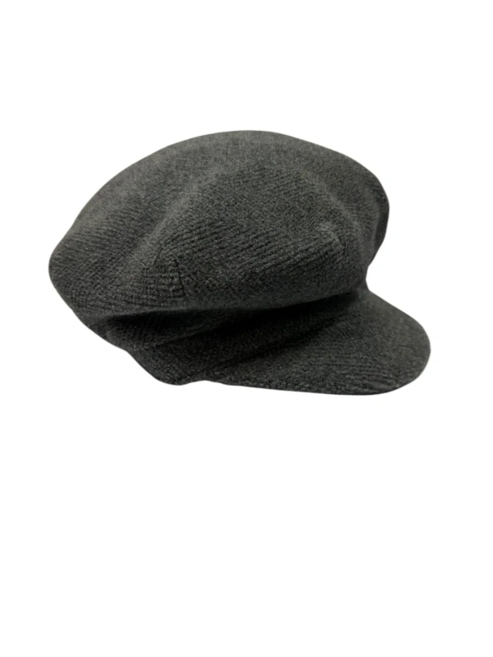 BURBERRY Charcoal Grey 100% Wool Baker Boy Cap Newsboy Hat Metal Chain Logo M